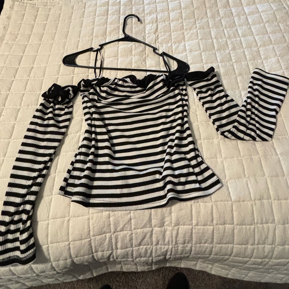 Black and white striped top